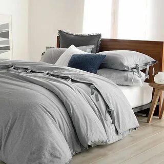 Buy DKNYpure Stripe Full/Queen Duvet Cover in Grey from Bed 