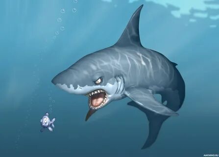 Аватар с огромной акулой и маленькой рыбкой - Картинки для а