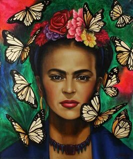 Signed Portrait Painting of Frida Kahlo from Mexico - Frida 