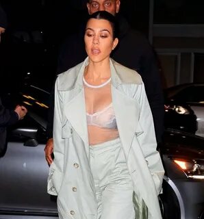 Kourtney Kardashian flashes nipples in sheer top in NYC