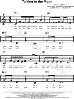 Bruno Mars "Talking to the Moon" Sheet Music for Beginners i
