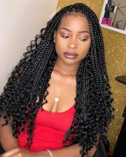 Black Braids and Curls Downdo Box braids hairstyles for blac
