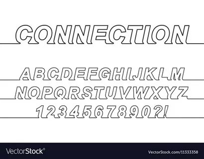 Connection one line font Royalty Free Vector Image