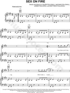 Kings of Leon "Sex on Fire" Sheet Music in E Major (transpos