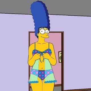 Xbooru - blue hair lingerie marge simpson milf panties the s