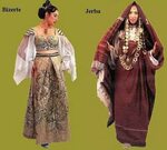 Traditional female costumes from different regions of Tunisi