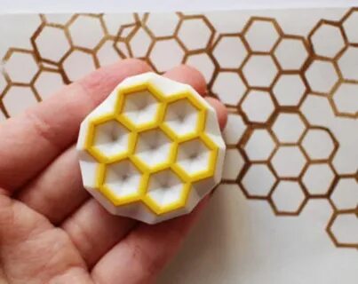 Hexagon Pattern Rubber Stamp Honeycomb Stamp Hand Carved Ets