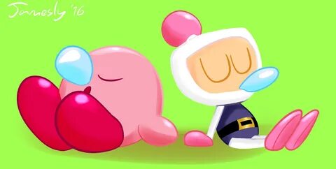 Kirby and Bomberman Sleeping/Paint Tool Sai test by JJLG (St