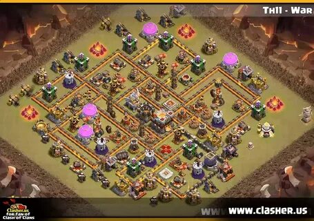 Town Hall 11 - WAR Base Map #12 - Clash of Clans Clasher.us