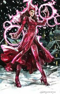 Scarlet Witch commission. Inks and watercolors on watercolor