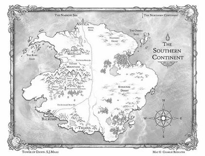 Tower of Dawn by Sarah J Maas Book Map Throne of glass, Map,