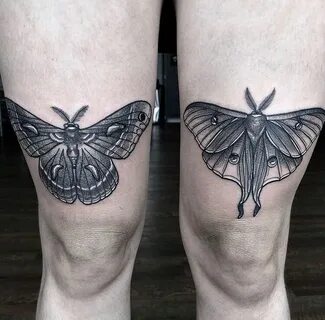 Cecropia moth and Luna moth above the knees! - by Kyle Patri