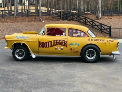 Tri-five Chevrolet gasser dubbed the Bootlegger. Rare Car Ne