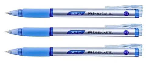 3 X FABER-CASTELL GRIP X5 BLUE Ink Retractable Ball Point Pe