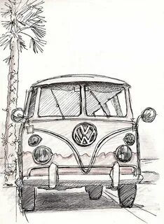 sketch VW Bus art, Vw art, Architecture drawing art