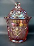 BEADED JEWEL Gorgeous Lenox Imperial PINK Carnival Glass Can