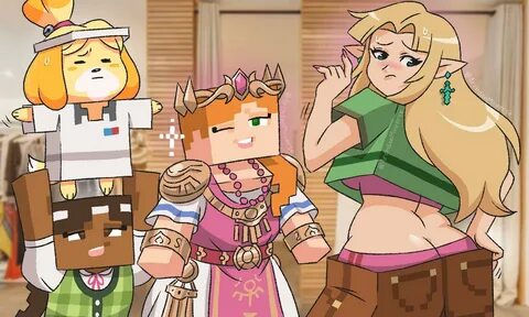 Zelda, Isabelle and the Alex's swap outfits. Minecraft made 