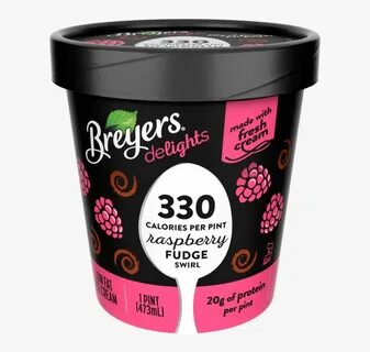 A 16 Ounce Tub Of Breyers Delights Raspberry Fudge - Low Cal