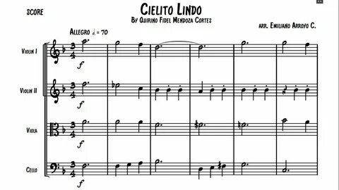 Cielito Lindo by Quirino Mendoza for string quartet (sheet m