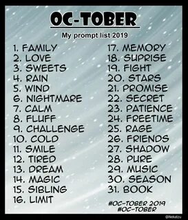 OC-tober Prompt list 2019 by Nekatzu on DeviantArt Creative 