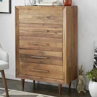 Alexa 5-Drawer Brown Dresser Reclaimed wood beds, Pine bedro