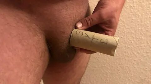 Tiny dick slave attempts the toilet paper roll test - Show Y