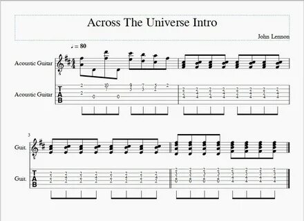 Across The Universe Intro - GDAE TABS
