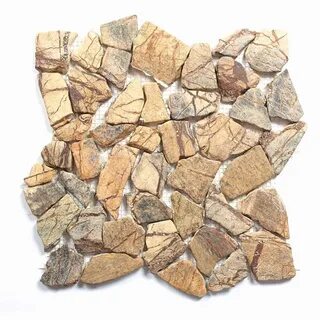 Marble Chip Pebbles - Forest Brown Flat Stone 12" x 12" Mosa