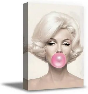 Framed Print Marilyn Monroe Blowing a Big Pink Bubble Gum Bu
