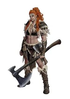 Female Human Barbarian Redhead Pathfinder 2E PFRPG DND DD 3.