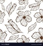 Seamless pattern of hibiscus flower in tattoo Vector Image