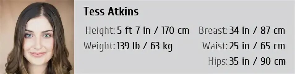 Tess Atkins * Height, Weight, Size, Body Measurements, Biogr
