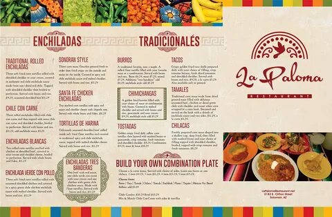 Menu Design - La Paloma Mexican Restaurant on Behance