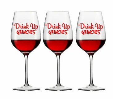 12 X DRINK UP GRINCHES CHRISTMAS WINE GLASS DECAL LOGO WINDO