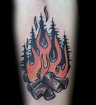 50 Campfire Tattoo Designs For Men - Great Outdoors Ink Idea