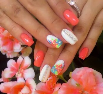 Coral sparkles flowers pretty girly Toe nail designs, Hawaii