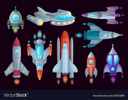 Cartoon rockets space rocketship aerospace Vector Image