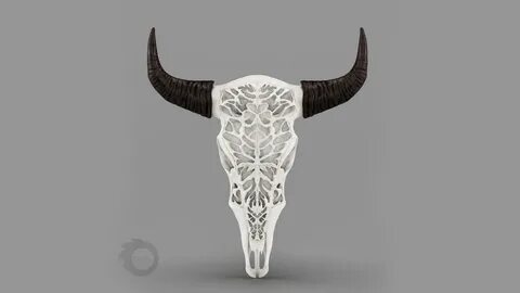 ArtStation - Wall decor Bull Skull with bone carving Resourc