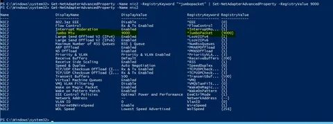 Enabling Jumbo Frames on Windows Server 2012 R2 using PowerS