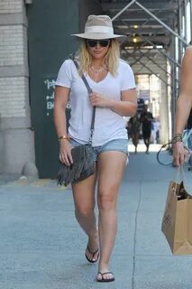 Hilary Duff Booty in Jeans Shorts - NYC 8/28/2016 * CelebMaf