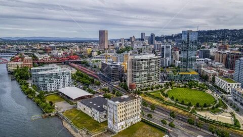 Waterfront condominiums by the Willamette River in the Pearl