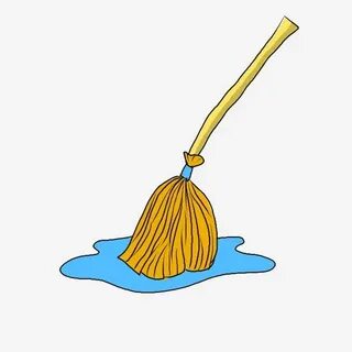 Yellow Mop With Water, Mop Clipart, Yellow, Mop PNG Transpar