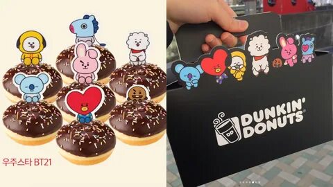 Dunkin' Donuts 与 BT21 推 出 联 名 甜 甜 圈.盒 子.杯 套 和 袋 子 都 有 著 他 们 