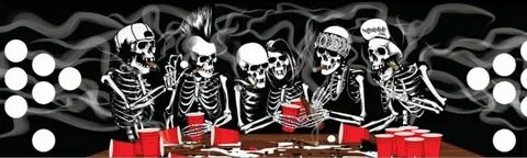 Skeletons Party Beer Pong Table Skull art, Skull and bones, 