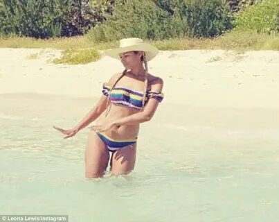 Leona Lewis flaunts her toned figure in colourful bikinis in