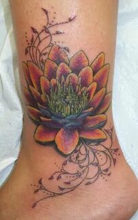 Lotus blossom Coverup on ankle Ankle tattoo cover up, Cover 
