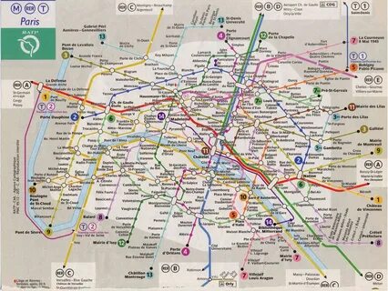 Paris metro train map - Paris train line map (Île-de-France 