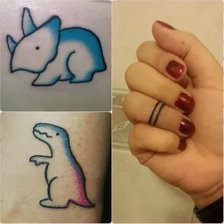 Dinosaur Tattoo Triceraptos Mini Tattoo Match Tattoo Finger 