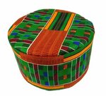 African Kufi Kente Print Hat Unisex Traditional Cap Black Hi