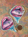 Laminated Mushroom Mouth Sticker Stoner Trippy Mushroom Psyc